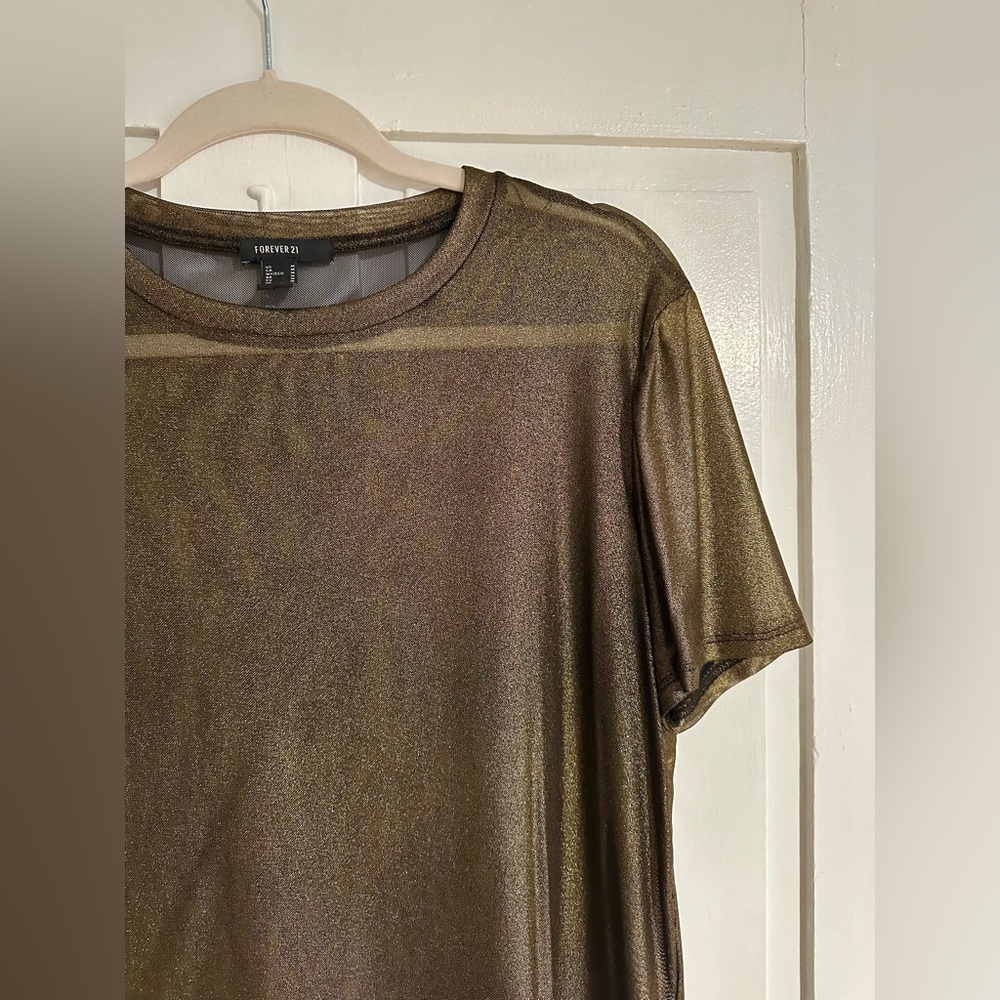 Sheer Black and Gold Metallic Sparkle Top